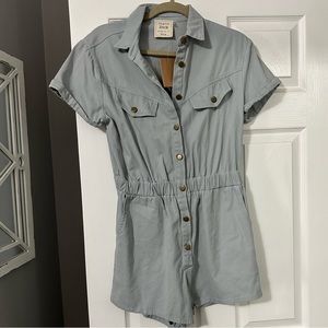 NW/WT-Washed Denim Blue Utility Romper